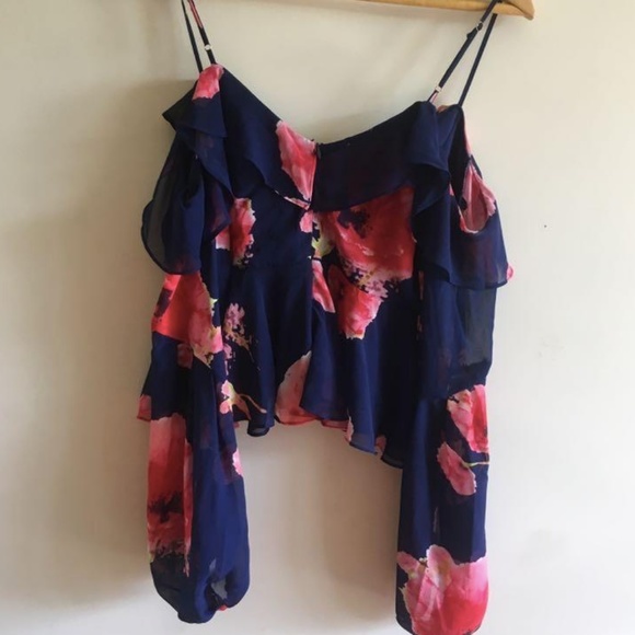Essue Floral Blouse - Navy and Pink - Picture 3 of 5